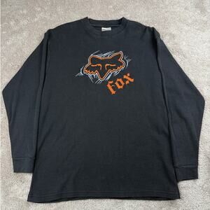 Fox Racing Waffle Knit Shirt Y2K Long Sleeve Thermal Grunge Size M